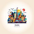 Stylized Vector of the Iconic Eiffel Tower and Cityscape of Paris