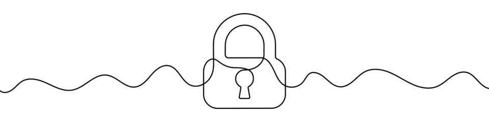 Wall Mural - Continuous editable line drawing of padlock. Single line padlock icon.