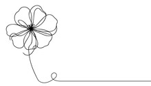 Poppy Flowers In Continuous Line Art Drawing Style. Doodle Floral Border With Two Flowers Blooming Among Grass.
