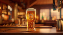 Cold Beer Elegantly Poured Into A Glass From A Tap
