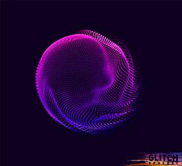 Wall Mural - abstract vector colorful mesh on dark background. futuristic style card. corrupted point sphere
