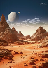 Wall Mural - Planet science nature moon universe view fiction landscape astronomy fantasy space cosmos