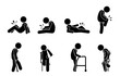 © adi yuhanggana - STICKMAN VECTOR ILLUSTRATION, PICTOGRAM, STICK FIGURE FOOT INJURY, ACL INJURY, BROKEN LEG.