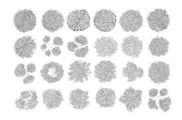 set of tree top view for landscape plan and architecture element. trees plan line cad, tree plan drawing, elements for environment and garden