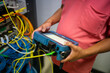 © cookiecutter - fiber optic with servers in a technology data center