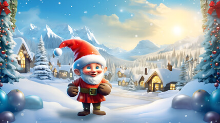 Poster - santa claus and snowman