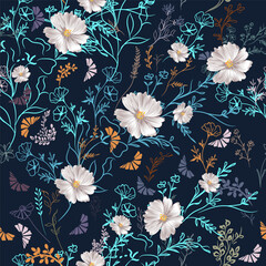 Poster - Fashion vector pattern with rustic flowers