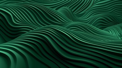 Wall Mural - Three dimensional render of green wavy pattern. Green waves abstract background texture. Print, painting, design, fashion. Line concept. Design concept. Art concept. Wave concept. Colourful background