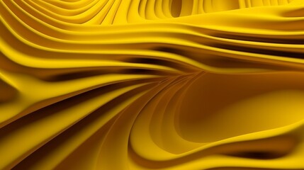 Three dimensional render of yellow wavy pattern. Yellow waves abstract background texture. Print, painting, design, fashion. Line concept. Design concept. Art concept. Wave concept. Colourful backgrou