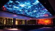 Dynamic LED ceiling installation inspired by the northern lights, creating a mesmerizing and ever-changing display of colors.