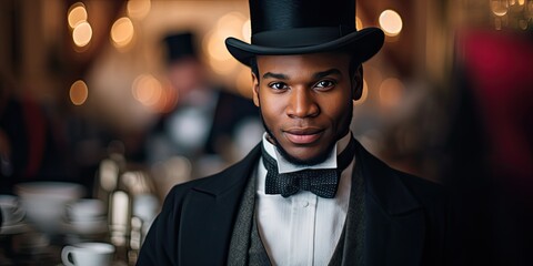 a man in a top hat, in the style of historical drama, generative AI