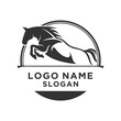 black jumping horse vector logo