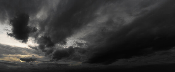 Wall Mural - Rain cloud heavy sky, windstorm dark black.