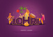 Indian festival Happy lohri with Lohri props, holiday Background, Punjabi celebration greeting card, illustration design.