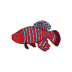 Wall Mural - Cartoon Vector illustration killifish icon Isolated on White Background