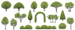 Vector Trees And Shrubs Illustration Set Isolated On A White Background. 