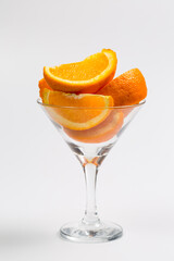 Slices of orange sweet orange on a white background, citrus fruit on a white background