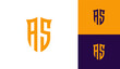 Letter AS shield initial esport logo design