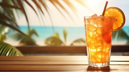 Sticker - Cocktail beach background with copy space for text,