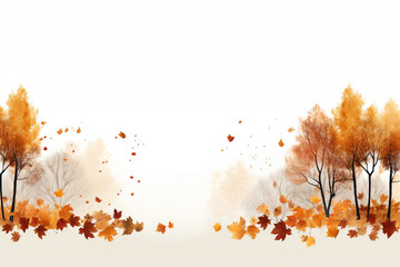 Wall Mural - Autumn colorful leaves on white background with copy space.