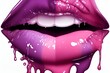 Purple and pink puckered lips