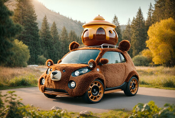 Wall Mural - a cute car designed to look like a bear