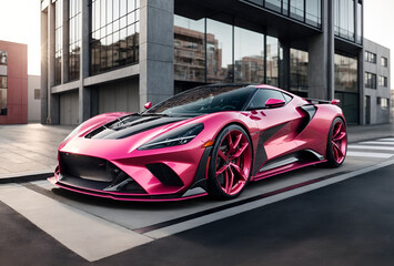 Wall Mural - a sports car with a modern pink design