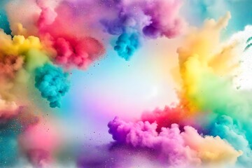 Wall Mural - **Abstract Powder splatted background, colourful powder explosion on white background. Color cloud 