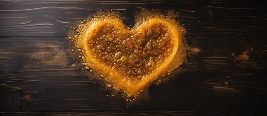 Wall Mural - Beer love heart symbol on black table, top view.