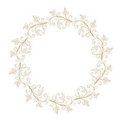 Wall Mural - vector round floral frame with ivy leaves decoration. vintage style ivy stems wreath.