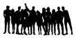 Group of people silhouette, vector silhouettes of men and a women, a group of standing people, group of friend