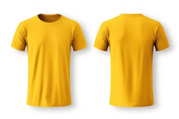 Mockup of a blank royal yellow tshirt front and back isolated on white background. Generative AI 