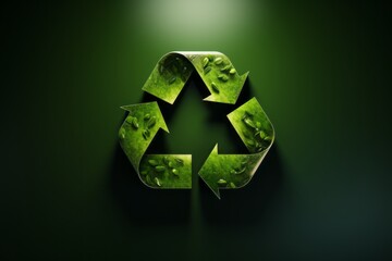 Wall Mural - 3d green recycle symbol isolated on the green background. ecology and environmental protection conce