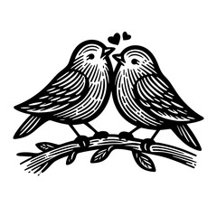 Wall Mural - birds romantic couple cute vector sketch