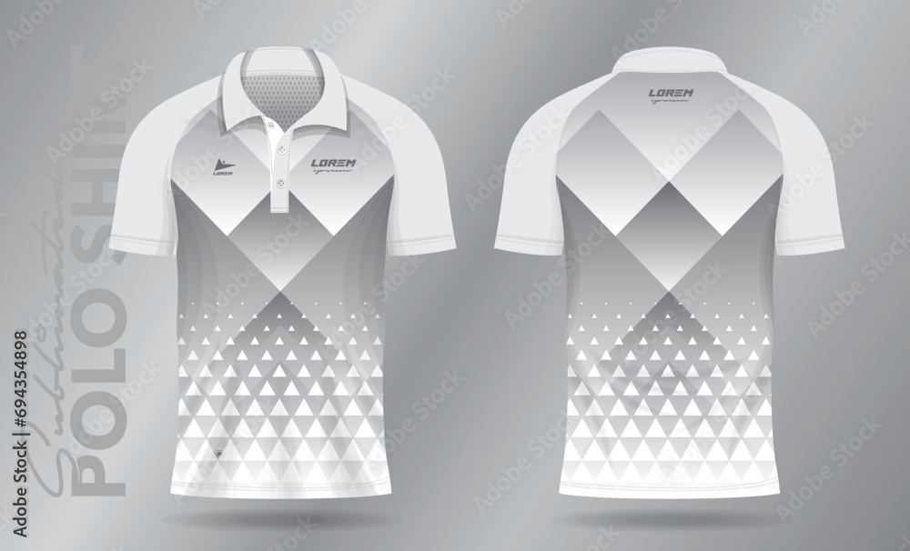 Abstract Racing Polo white abstract polo shirt mockup template design for sport uniform in ...