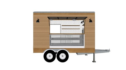 Sketch Wooden food trailer for selling coffee and cake 