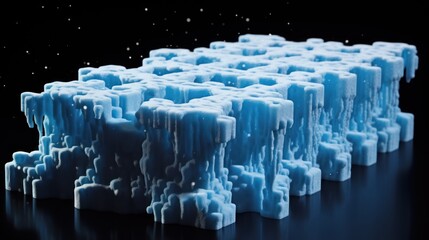 Canvas Print -  a group of ice cubes sitting on top of a black surface with stars in the sky in the background.