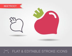 Sticker - Beetroot. Line icon with editable stroke flat icon