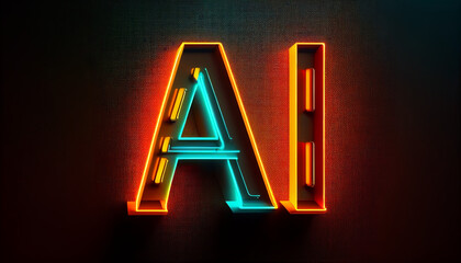 Wall Mural - 3d letter a with lights, Alphabet neon letters single with clean and minimalist background, Ai generated image