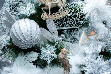 Wall Mural - Christmas tree branches with a decorations	