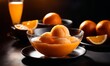 Delicious Bowl of Orange Sorbet Isolated on a Background, Generative AI