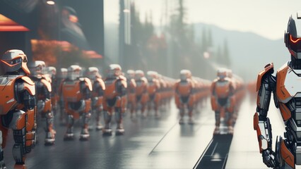 Wall Mural - cinematic ai robot workforce wallpaper