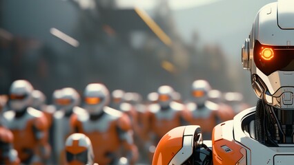Wall Mural - cinematic ai robot workforce wallpaper