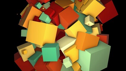 Wall Mural - Abstract colorful cubes. Computer generated 3d render