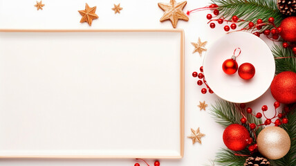 Wall Mural - christmas background with decorations and blank space for text.