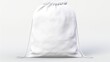 White drawstring bag isolated on a white background isolated on white background,. Created using Generative AI Technology