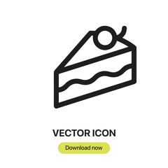 Leinwandbilder - Cake icon vector. Linear-style sign for mobile concept and web design. Cake symbol illustration. Pixel vector graphics - Vector.	