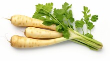 Flatlay With Parsnip Isolated On White Background Isolated On White Background,. Created Using Generative AI Technology