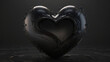 Black heart in water on black background. 3D illustration. 3D render. evil ambition bad concept