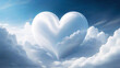 Heart shaped cloud against blue sky with white clouds 3D illustration, freedom